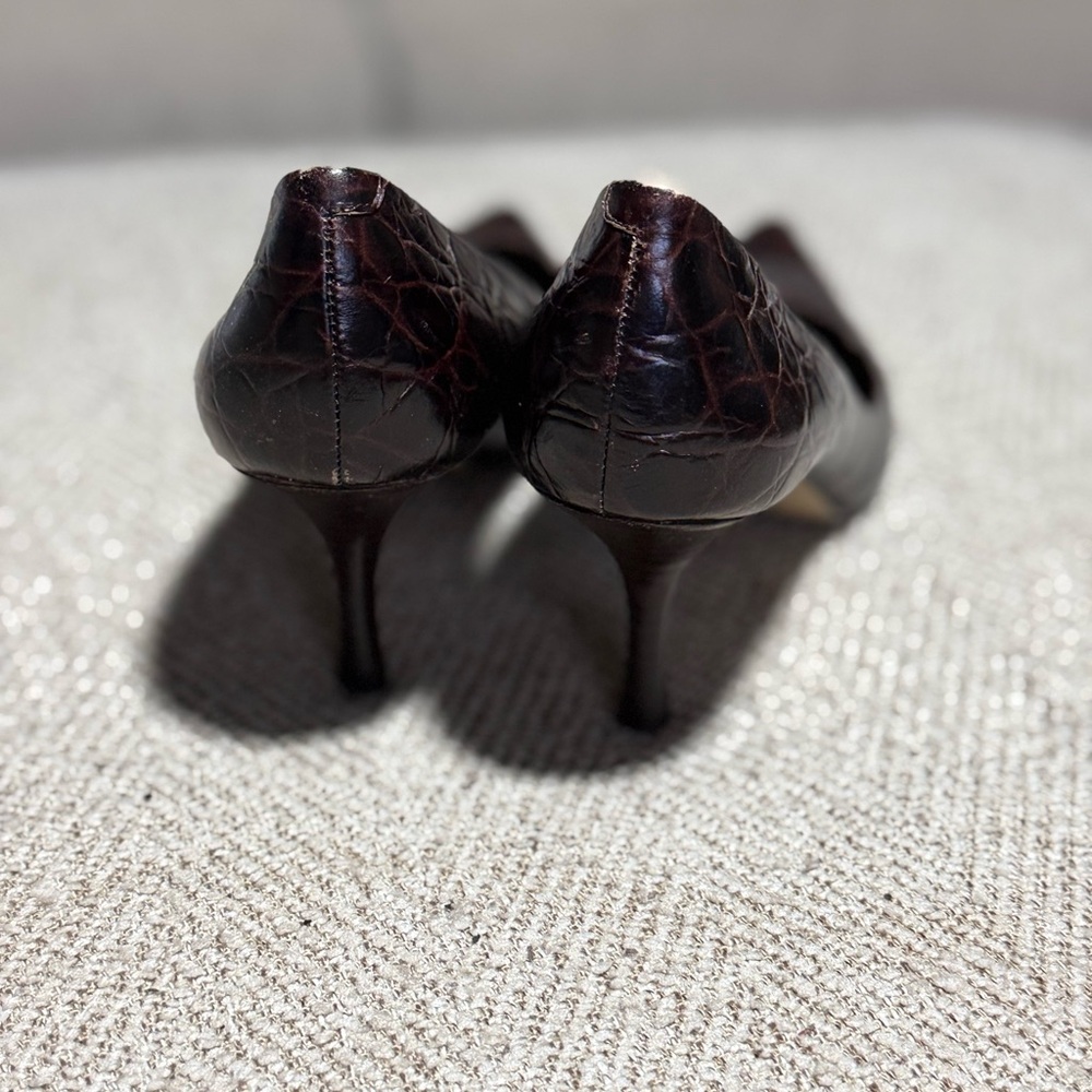 Nine West Dark Brown Croc-Embossed Heels - Picture 3 of 4